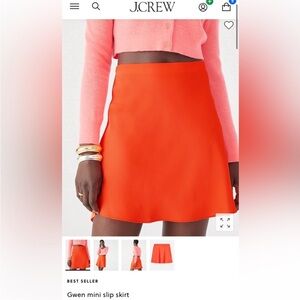 J. Crew NWT Orange Gwen Slip Mini Skirt size XS